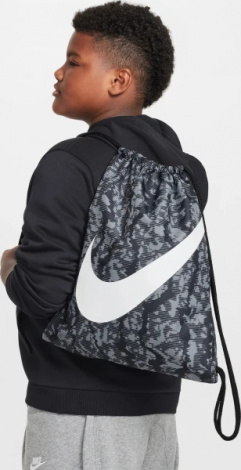 Сумка-мішок підліткова Nike DRAWSTRING - CAT AOP FA24 сіро-чорна FZ2544-060