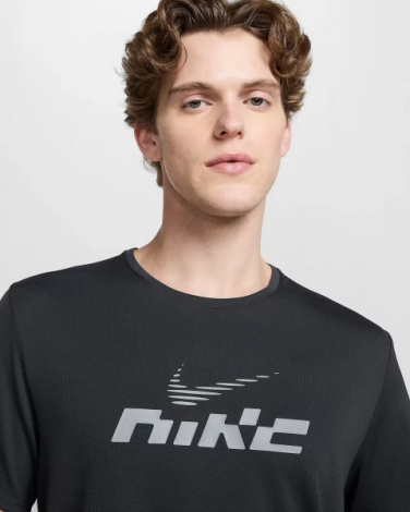 Футболка для бега Nike MILER FLASH DRI-FIT UV RUNNING темно-серая IB4127-070
