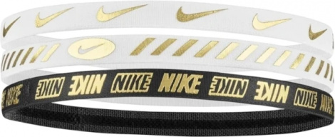 Повязки на голову Nike HEADBANDS 3.0 3 PK METALLIC бело-золотые, черно-золотая (3 штуки) N.100.4527.112.OS