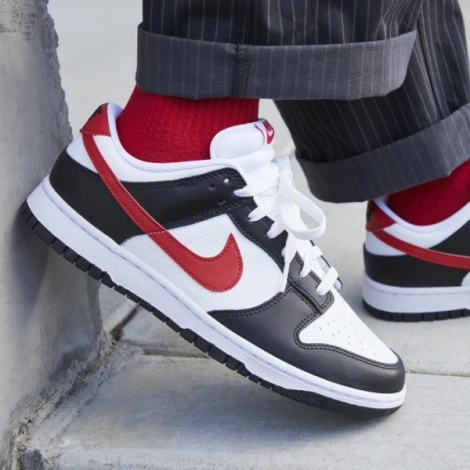 Кросівки Nike DUNK LOW RETRO біло-чорно-червоні FB3354-001