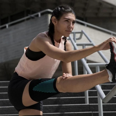 Рукави компресійні для стегон Reebok KNITTED COMPRESSION THIGH SLEEVE 2 шт. чорно-бірюзові S RRSL-15533