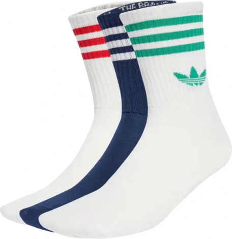 Шкарпетки Adidas 3-STRIPES CREW 3P білі, темно-сині (3 пари) JV7408