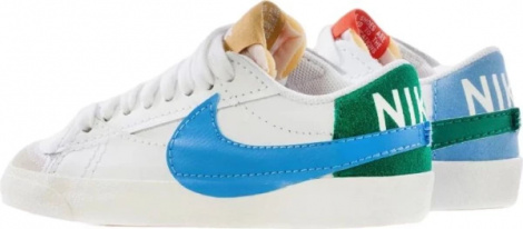 Кросівки жіночі Nike W BLAZER LOW 77 JUMBO біло-синьо-зелені DQ1470-100