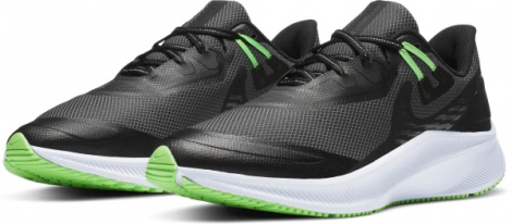 Кроссовки беговые Nike QUEST 3 SHIELD черно-зеленые CQ8894-010