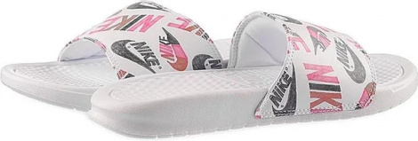 Шлепанцы женские Nike WMNS BENASSI JDI PRINT белые 618919-119