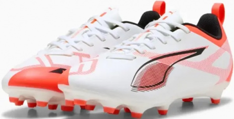 Бутсы детские Puma ULTRA 5 PLAY FG/AG бело-коралловые 108170-01