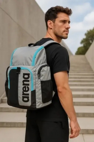Рюкзак Arena SPIKY III BACKPACK 45L сіро-чорно-блакитний 005569-104