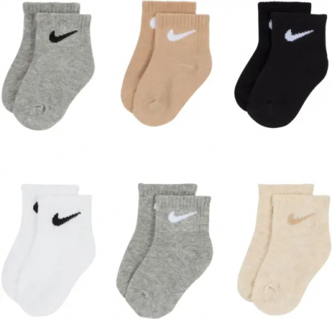 Шкарпетки дитячі Nike SWOOSH ANKLE SOCKS 6P білі, бежеві, сірі, чорні (6 пар) NN0641-G0E
