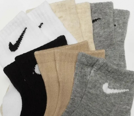 Шкарпетки дитячі Nike SWOOSH ANKLE SOCKS 6P білі, бежеві, сірі, чорні (6 пар) NN0641-G0E