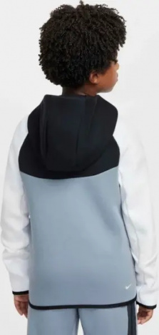 Толстовка підліткова Nike SPORTSWEAR TECH FLEECE біло-чорно-димчасто-сіра HV5867-065