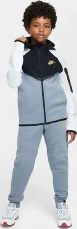 Толстовка підліткова Nike SPORTSWEAR TECH FLEECE біло-чорно-димчасто-сіра HV5867-065