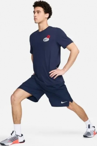 Футболка Nike DRI-FIT FITNESS GFX темно-синяя FV8366-451