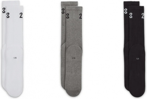 Шкарпетки Nike JORDAN UJ ESSENTIAL CREW 3PR - 144 біло-сіро-чорні (3 пари) DA5718-911