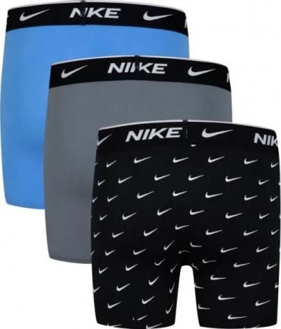 Труси (боксерки) підліткові Nike DRI-FIT ESSENTIAL COTTON STRETCH BOXER SHORTS блакитні, чорні, сірі (3 штуки) 9N0847-F66