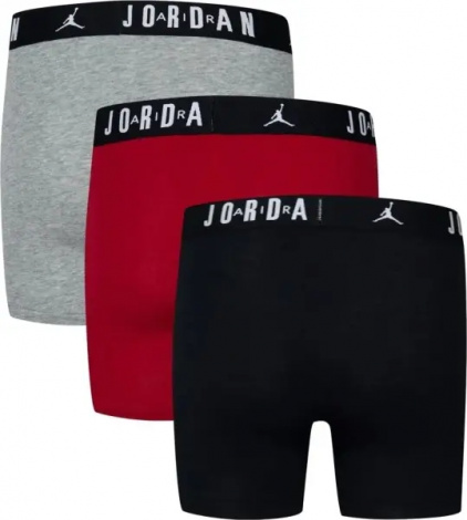 Труси (боксерки) підліткові Nike JORDAN FLIGHT COTTON COTTON BOXER BRIEFS червоні, чорні, сірі (3 штуки) 9J0633-H24