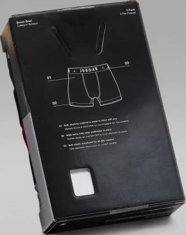 Труси (боксерки) підліткові Nike JORDAN FLIGHT COTTON COTTON BOXER BRIEFS червоні, чорні, сірі (3 штуки) 9J0633-H24