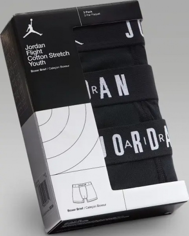 Трусы (боксерки) подростковые Nike JORDAN FLIGHT COTTON BOXER BRIEFS черные (3 штуки) 9J0633-023