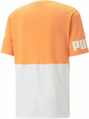 Футболка Puma POWER COLORBLOCK оранжево-белая 673321-46