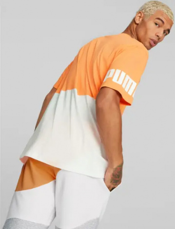 Футболка Puma POWER COLORBLOCK оранжево-белая 673321-46