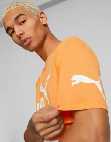 Футболка Puma POWER COLORBLOCK оранжево-белая 673321-46