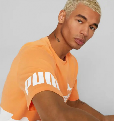 Футболка Puma POWER COLORBLOCK оранжево-белая 673321-46