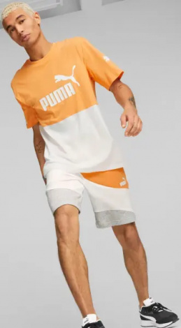 Футболка Puma POWER COLORBLOCK оранжево-белая 673321-46