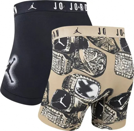 Труси (боксерки) Nike AIR JORDAN FLIGHT MVP 2-PACK BOXER BRIEFS світло-коричневі, чорні (2 штуки) JM0744-J34