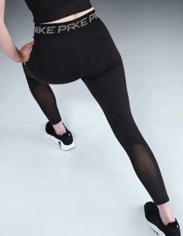 Лосини жіночі Nike PRO MID-RISE 7/8 MESH-PANEL GRAPHIC чорні HV2306-010