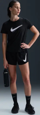 Футболка для бега женская Nike ONE SWOOSH DRI-FIT черная HJ2204-010