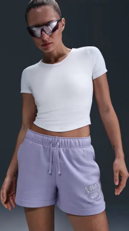 Шорты женские Nike SPORTSWEAR CLUB FLEECE MID-RISE 4" GRAPHIC фиолетовые HJ1282-533