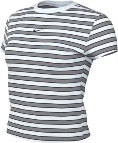 Футболка жіноча Nike SPORTSWEAR CHILL KNIT SLIM STRIPED біло-сіра HF9524-100
