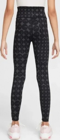 Легінси підліткові Nike ONE DRI-FIT HIGH-WAISTED чорно-темно-сірі HF8228-010