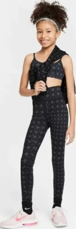 Легінси підліткові Nike ONE DRI-FIT HIGH-WAISTED чорно-темно-сірі HF8228-010