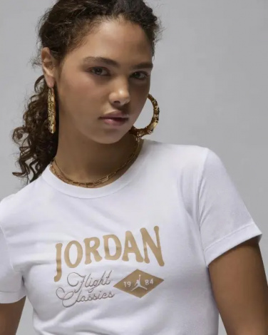 Футболка жіноча Nike JORDAN GRAPHIC SLIM біло-золота FN5723-100