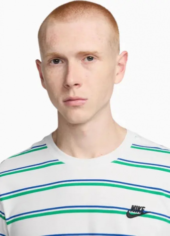 Футболка Nike SPORTSWEAR CLUB STRIPE біло-зелено-синя DZ2985-094