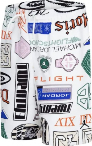 Шорти підліткові Nike JORDAN ESSENTIALS FRENCH TERRY PRINTED біло-синьо-зелені 95D743-782