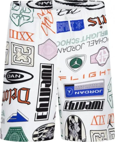 Шорти підліткові Nike JORDAN ESSENTIALS FRENCH TERRY PRINTED біло-синьо-зелені 95D743-782