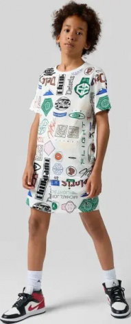 Шорти підліткові Nike JORDAN ESSENTIALS FRENCH TERRY PRINTED біло-синьо-зелені 95D743-782