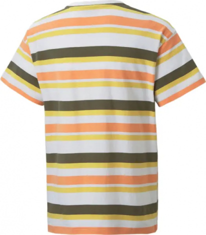 Футболка подростковая Puma ALPHA STRIPED бело-желто-оранжево-оливковая 847293-02