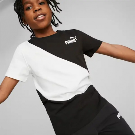 Футболка подростковая Puma POWER CAT черно-белая 674231-01