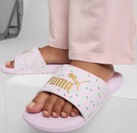 Шльопанці дитячі Puma COOL CAT 2.0 LEMON бузково-лаймові 395655-01