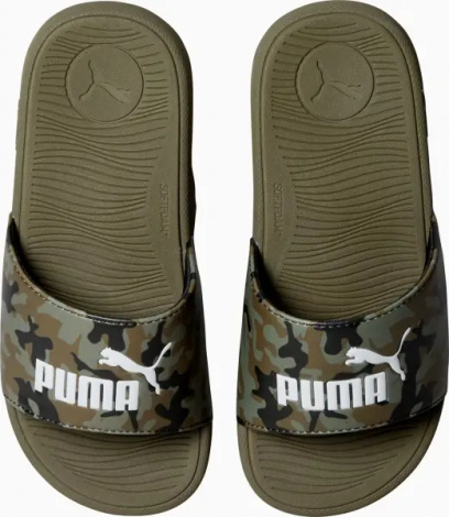 Шлепанцы детские Puma COOL CAT 2.0 CAMO оливковые 390891-01