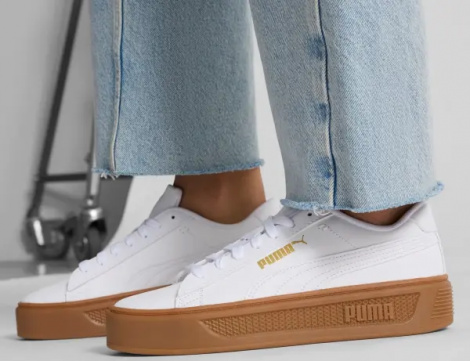 Кеды женские Puma SMASH V3 бело-коричневые 390758-21