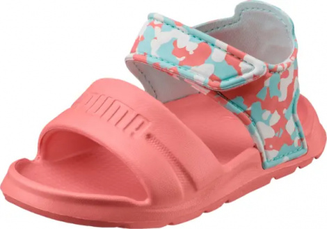 Сандали детские Puma WILD INJEX CAMO кораллово-бирюзово-белые 365082-03