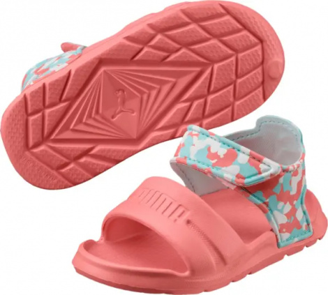 Сандали детские Puma WILD INJEX CAMO кораллово-бирюзово-белые 365082-03
