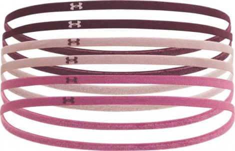 Повязки на голову Under Armour MINI ELASTIC 6-PACK HEADBANDS светло-розовые, розовые, бордовые (6 штук) 1389932-602