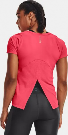 Футболка женская Under Armour ISO-CHILL RUN 200 SS коралловая 1361926-819