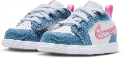 Кросівки дитячі Nike AIR JORDAN 1 LOW ALT SE (TD) блакитно-біло-рожеві HQ2002-400