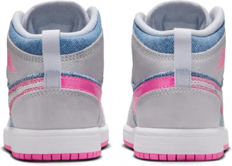 Кросівки дитячі Nike AIR JORDAN 1 MID SE (PS) світло-сіро-блакитно-рожеві HQ1998-400