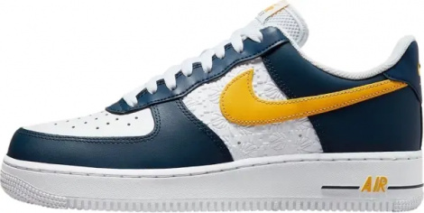 Кроссовки Nike AIR FORCE 1 LOW EMB бело-темно-сине-желтые FJ4209-400